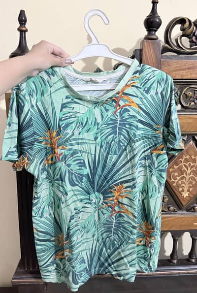 Girls Tropical Print 100% Cotton T-Shirt
