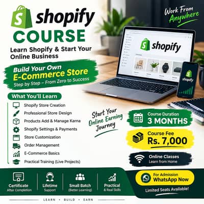 3 MONTHS SHOPIFY COURSE ONLINE _ Grow Your Business In Just 7000pkr