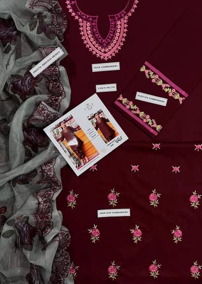 Beautiful 3 Piece Suit with Digital Printed Shawl