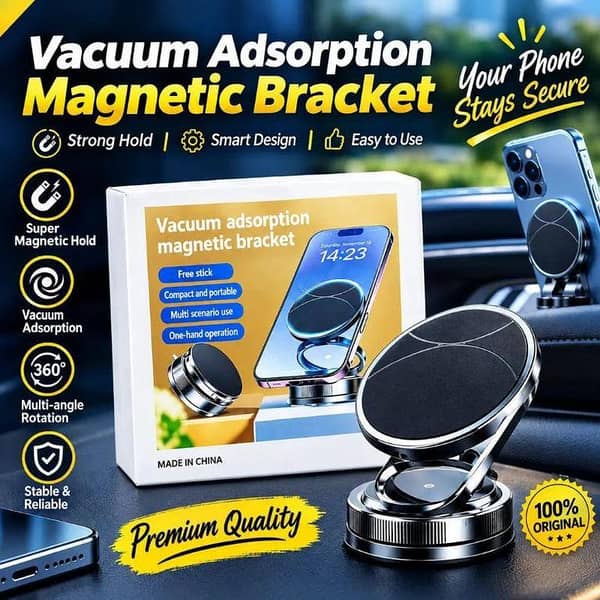 Magnetic Wireless Phone Holder with Foldable Suction Grip for Secure Mounting
