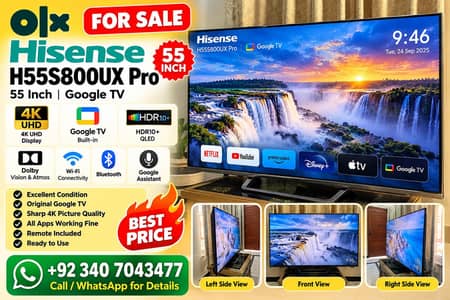 Hisense H55S800UX Pro 55 Inch 4K Google TV – Excellent Condition