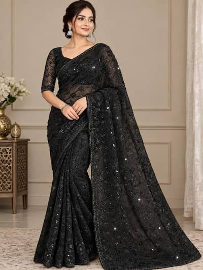 Saree with full embroidery for sale