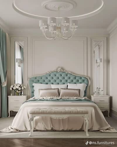 bed with sidetables