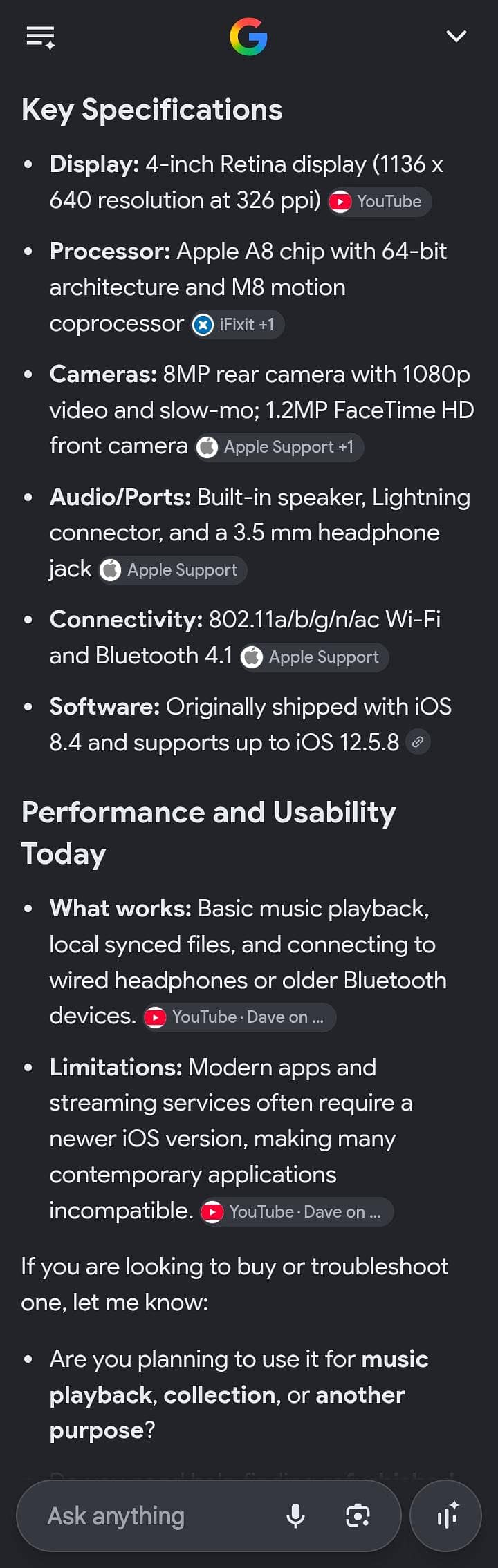 Apple iPod 6 3