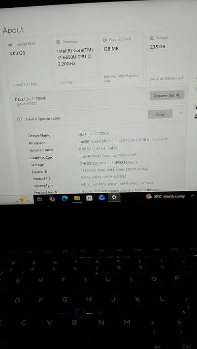 Dell Latitude E7470 Core i7 6th Gen Ram 8gb SSD 256gb