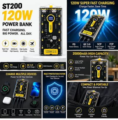 20000Mah powerbank 120W fast charging