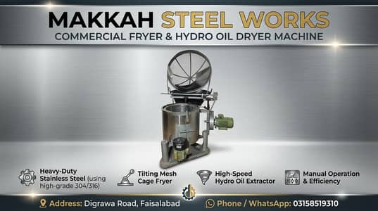Fryer & Hydro Oil Dryer Machine Fryer & Hydro Oil Dryer Machine