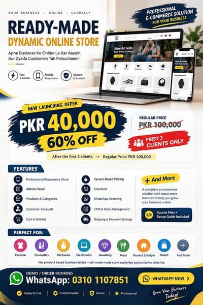 Ready-Made Dynamic E-Commerce Online Store | 60% OFF