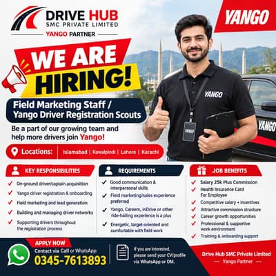 Field Marketing Staff / Yango Driver Registration Scouts / Jobs