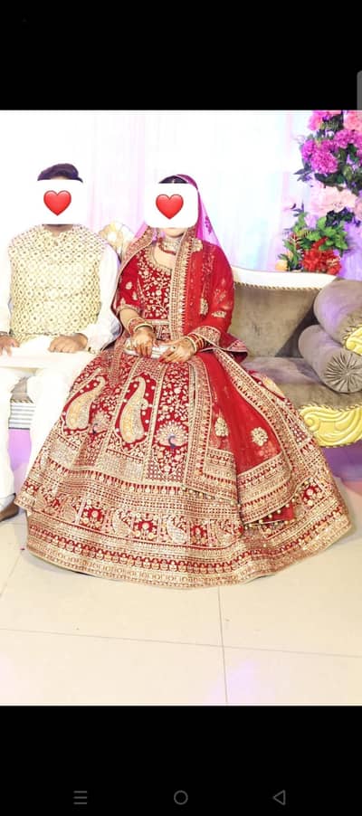 Indian Bridal lehnga with triple cancun heavy fall