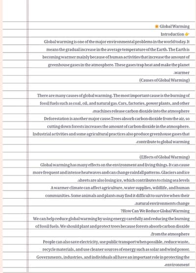 Handwriten assignment work