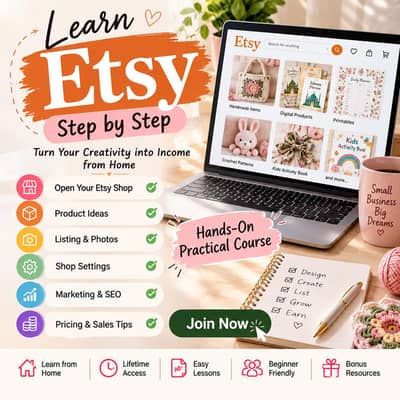 Etsy Course | Etsy Selling | Shop Setup | Digital Products | SEO