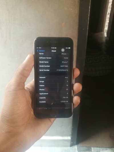 Apple I phone 7 official pta with box 256 gb battery health 89 al okay