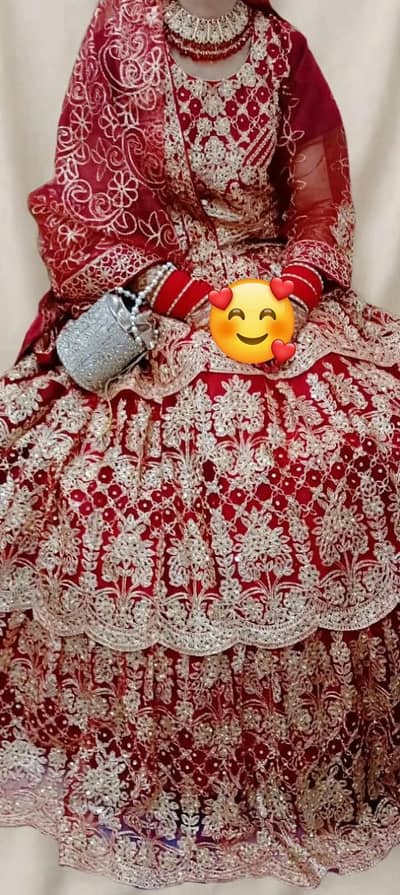 Red bridel lehnga choli heavy embroidery -worn once
