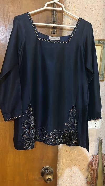 Blue embroidered detailed designer Dress