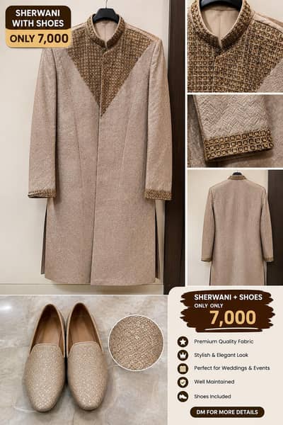 PREMIUM SHERWANI + SHOES — ONLY RS. 7,000!