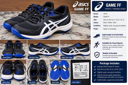 ASICS Game FF Court Shoes – Size 41.5 / 8 – Slightly Used