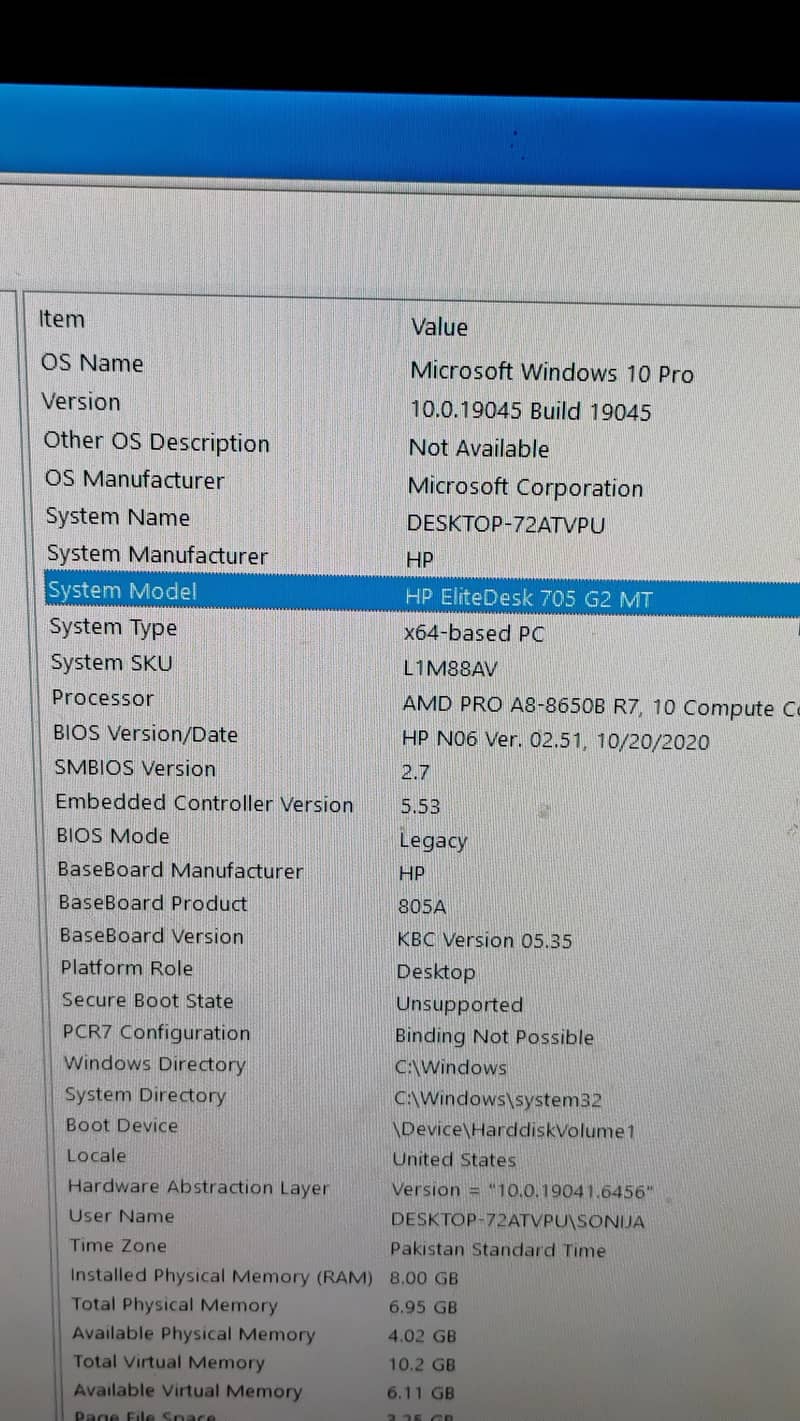 computer HP 705 0
