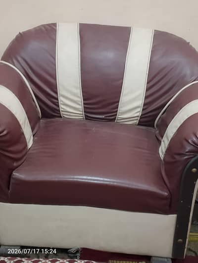 6-Seater Rexine Sofa Set ( 3+2+1) – Solid Wood Frame