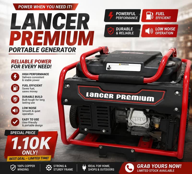 Brand New Generator with Gas Kit | Lancer Premium Generator 2