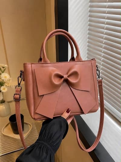 Ladies Plain Leather Shoulder Tote & Crossbody Bag - Mustard