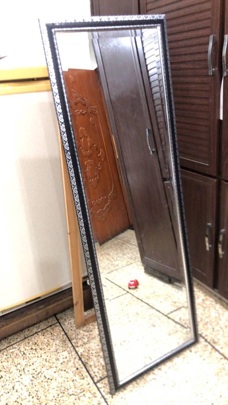 Large Full Length Standing Mirror – Black Decorative Frame 0