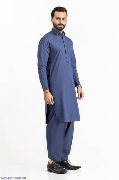 Men's Boski Plain Suit | Premium Wash & Wear | Blue/Grey | 4 Meter