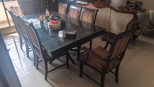 8 Seater Elegant Wooden Dining Table Set – Classic & Spacious