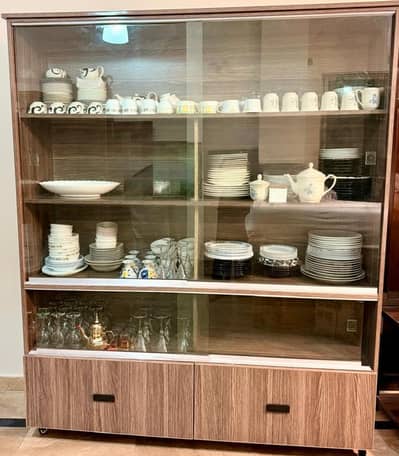 Large Wooden Crockery Showcase