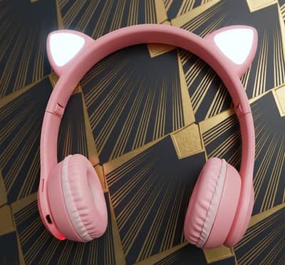 cute cat ear wireless headphones with glowing lights