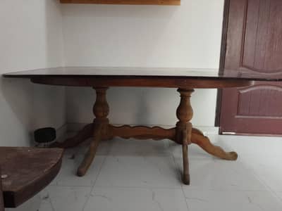 Wooden Dining Table - Double Pedestal