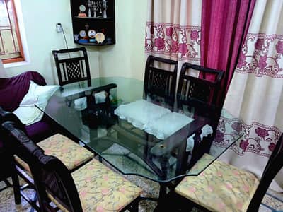 Glass & Wooden Dining Table