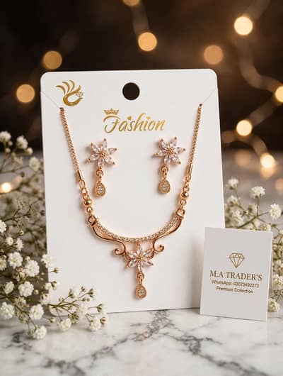 Full Zarkoon Set Necklace+Earrings premium Quality Fancy jewelry
