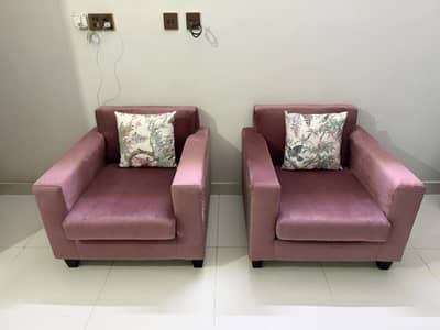 2 single seater  velvet sofa .