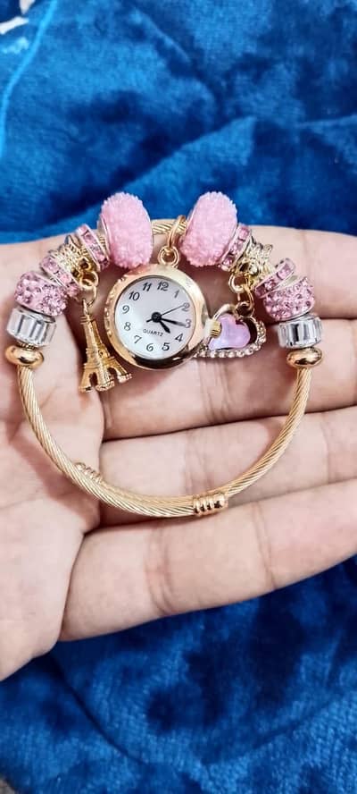 Aesthetic Crystal Charm Bracelet Watch - Perfect for Girls