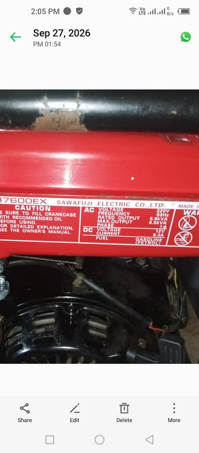 Honda sawafuji SH7600 6.5KVA