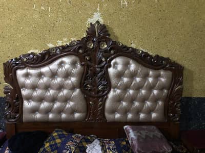Wooden Bed Showcase and Side tables