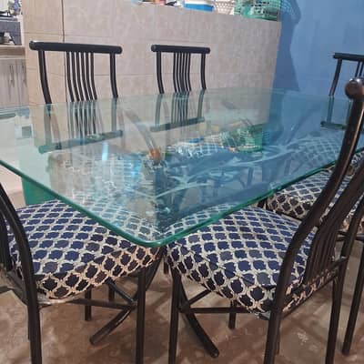 8 seater Glass dining table.
