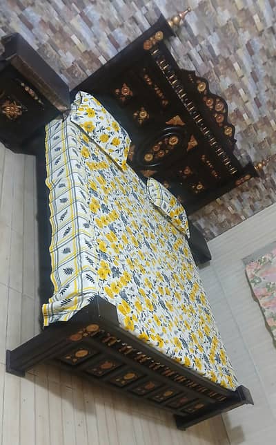 Wooden Double Bed with Side tabels and Master molty foam matterrs