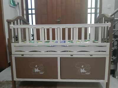 Premium Wooden Baby Cot / Crib with Custom Mattress & Storage Area