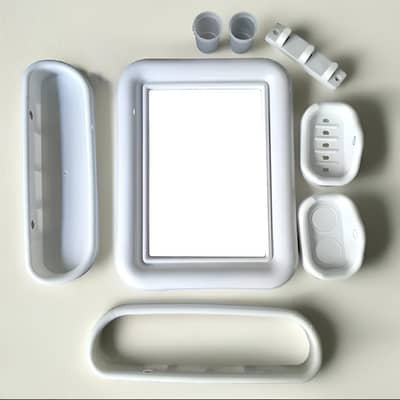 Premium 6-in-1 Bathroom Mirror Set with Storage Shelf & Accessories