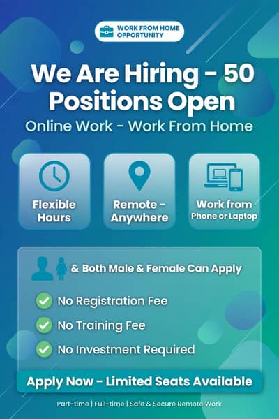 need 50 people for online work from home -