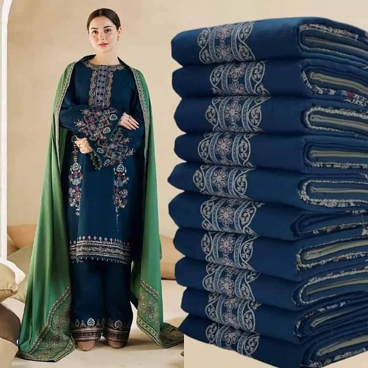 کڑھائی والا 3 پیس دھنک سوٹ (فری ڈیلیوری + کیش آن ڈیلیوری) 100% گارنٹی 1