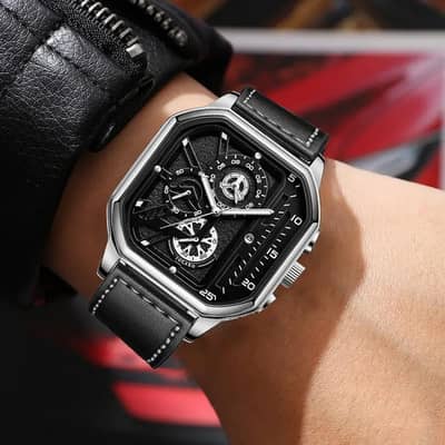 YOLAKO Luxury Watch Rose Gold Black Leather Strap - New Box Pack