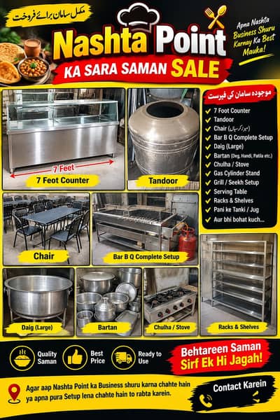 nashta point and Bar B Q setup and halwa pori setup sale