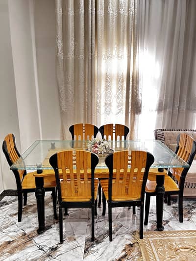 6 seater wooden dining table