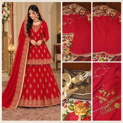 beautiful red bridal lehnga