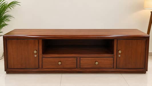 Elegant Wooden TV Console For Sale – Al Noor Lasani & Walnut Wood