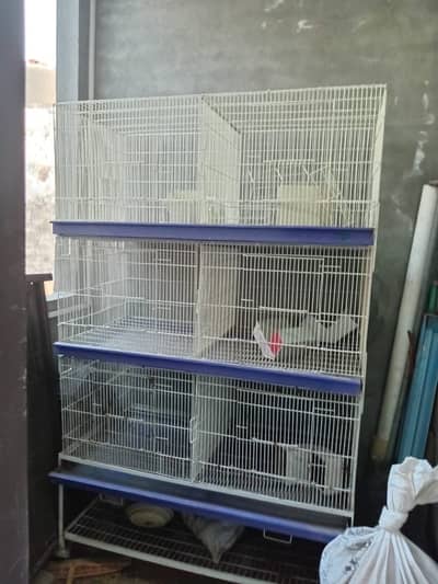 High Quality 3-Tier Birds Cage Setup with Stand (Excellent Condition)