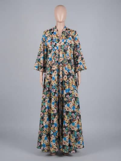 Elegant Floral Print Long Abaya